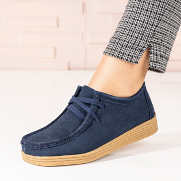 Pantofi casual dama albastri suede din Piele naturala MOD03849, 1, modlet.ro