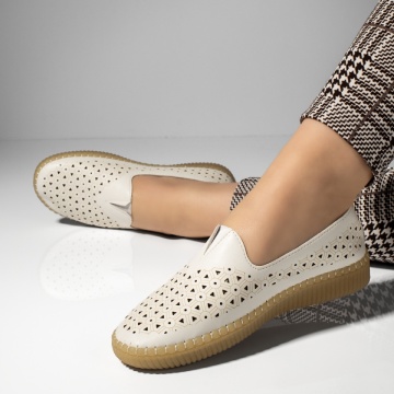 Pantofi casual dama albi cu perforatii MOD13267, 2, modlet.ro