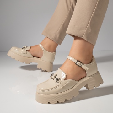 Pantofi casual dama bej cu catarama MOD11843, 1, modlet.ro