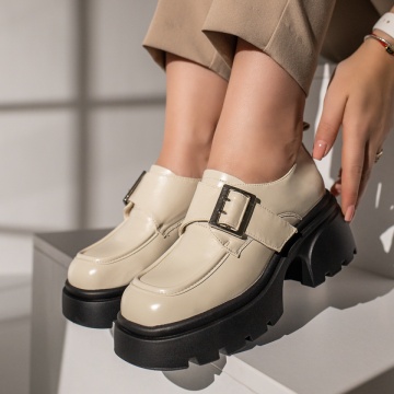 Pantofi casual dama bej cu scai si catarama aparenta MOD11842, 2, modlet.ro