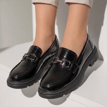 Pantofi casual dama cu aspect lucios negri MARA19, 2, modlet.ro