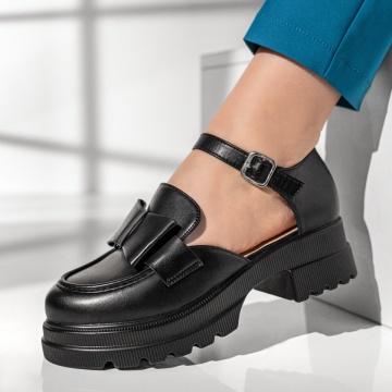 Pantofi casual dama cu fundita si bareta negri MOD13013, 2, modlet.ro