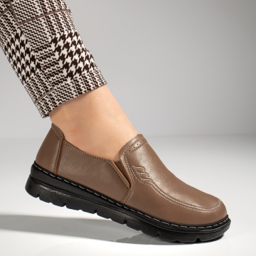 Pantofi casual dama cu insertie de material elastic maro MOD12984, 4, modlet.ro