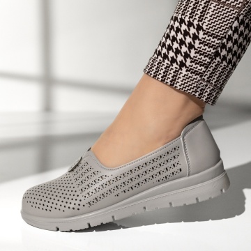 Pantofi casual dama cu perforatii gri MOD14244, 2, modlet.ro