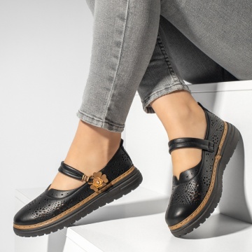 Pantofi casual dama cu perforatii negru cu khaki ZEF13164, 1, zeforia.ro