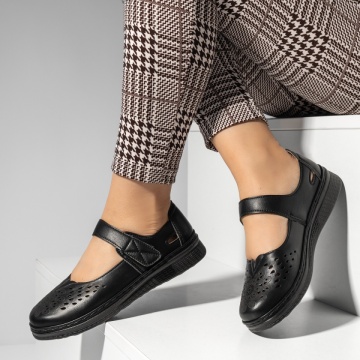 Pantofi casual dama cu perforatii si inchidere cu scai negri MOD14331, 2, modlet.ro