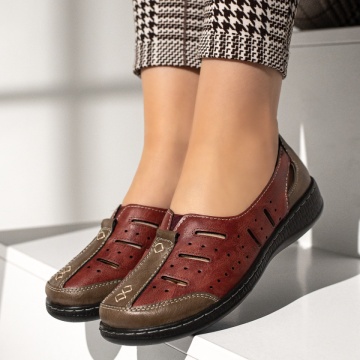 Pantofi casual dama cu perforatii visinii EVA94, 1, modlet.ro