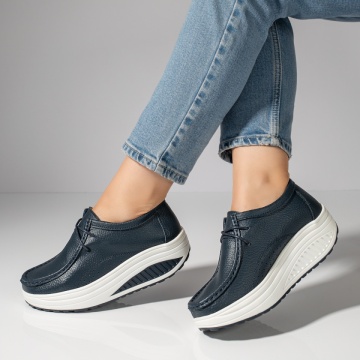 Pantofi casual dama cu platforma albastri din Piele naturala MOD10096, 3, modlet.ro