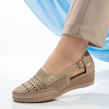 Pantofi casual dama cu platforma bej inchis MOD13339, 2, modlet.ro