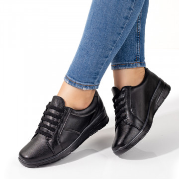 Pantofi casual dama cu platforma mica negri MOD09802, 3, modlet.ro