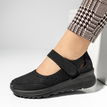 Pantofi dama, Pantofi casual dama cu platforma si bareta negri MOD14281, modlet.ro
