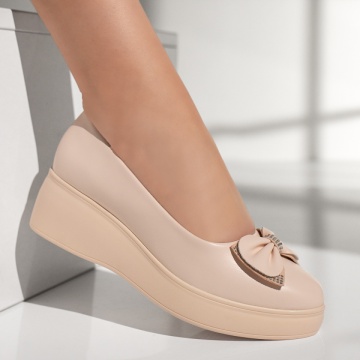 Pantofi casual dama cu platforma si fundita bej MOD10182, 4, modlet.ro