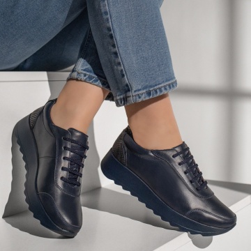 Pantofi casual dama cu siret albastri din Piele naturala MOD00430, 3, modlet.ro