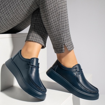 Pantofi casual dama cu siret albastri din Piele naturala MOD12284, 3, modlet.ro