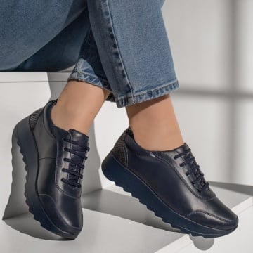 Pantofi casual dama cu siret albastri din Piele naturala ZEF00430, 3, zeforia.ro