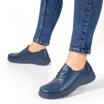 Pantofi casual dama cu siret din Piele naturala albastri MOD06739, 3, modlet.ro