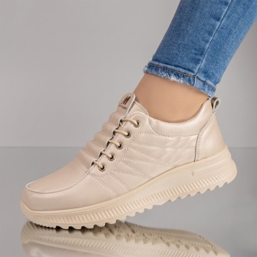 Pantofi dama, Pantofi casual dama cu siret elastic bej IOANA2, modlet.ro