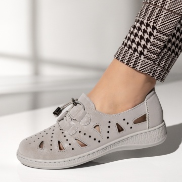 Pantofi casual dama cu siret elastic gri EVA8, 2, modlet.ro