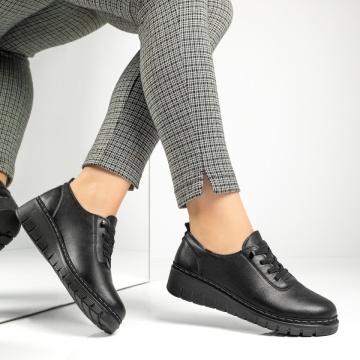 Pantofi casual dama cu siret elastic negri MOD10329, 3, modlet.ro