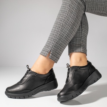 Pantofi casual dama cu siret elastic negri MOD11942, 2, modlet.ro