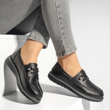 Pantofi casual dama cu siret elastic negri MOD13161, 4, modlet.ro