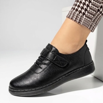Pantofi casual dama cu siret elastic si inchidere cu scai negri IOANA6, 2, modlet.ro