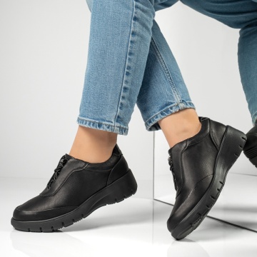 Pantofi casual dama cu siret elastic si platforma negri MOD11942, 2, modlet.ro