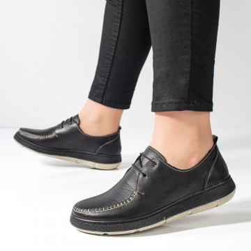 Pantofi casual dama cu siret negri din Piele naturala MOD11123, 2, modlet.ro