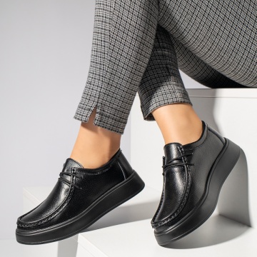 Pantofi casual dama cu siret negri din Piele naturala MOD12284, 2, modlet.ro