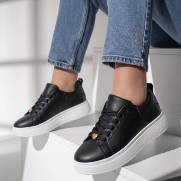 Reduceri pantofi casual dama, Pantofi casual dama cu siret negri NORA1, modlet.ro