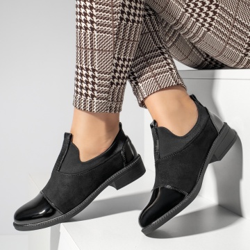 Pantofi casual dama cu strasuri aplicate negru suede MOD10979, 3, modlet.ro