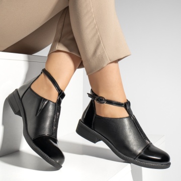 Pantofi casual dama cu strasuri aplicate si bareta negri MOD10978, 3, modlet.ro