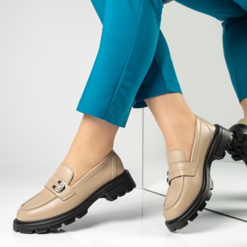 Pantofi casual dama cu talpa groasa bej MOD14199
