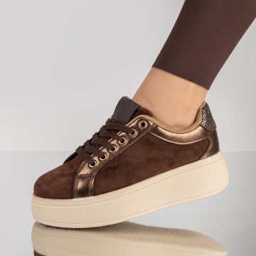 Pantofi casual dama cu talpa groasa maro suede NORA2, 2, modlet.ro