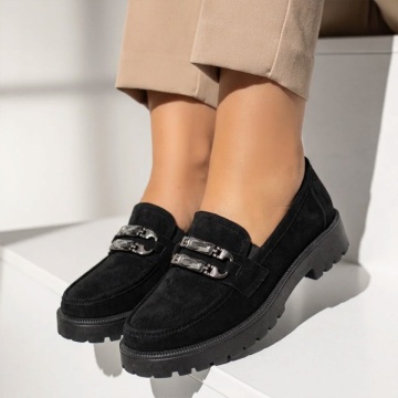 Pantofi casual dama cu talpa groasa negru suede LILI15, 2, modlet.ro