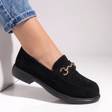 Pantofi casual dama cu talpa joasa negru suede LILI23, 3, modlet.ro