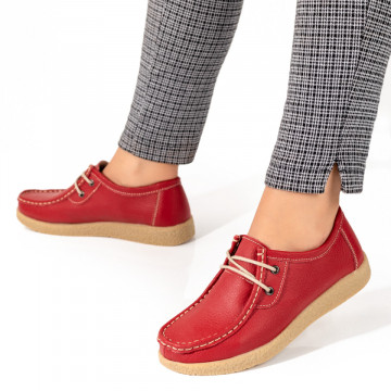 Pantofi casual dama cu talpa joasa rosii din Piele naturala MOD06084, 3, modlet.ro