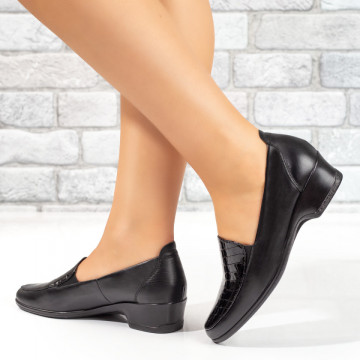 Pantofi casual dama cu toc negri din Piele naturala MOD10401, 3, modlet.ro