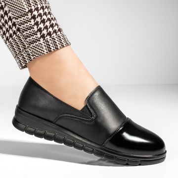 Pantofi casual dama cu varf lucios negri MARA13, 3, modlet.ro