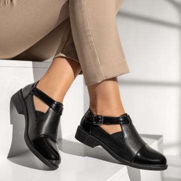 Pantofi casual dama cu varf lucios negri MOD09986, 4, modlet.ro