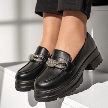 Pantofi casual dama negri cu accesoriu metalic MOD13211, 2, modlet.ro