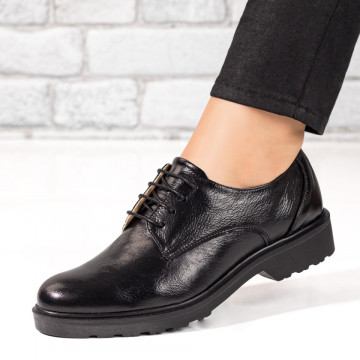 Pantofi casual dama negri cu aspect lucios din Piele naturala MOD06255, 1, modlet.ro