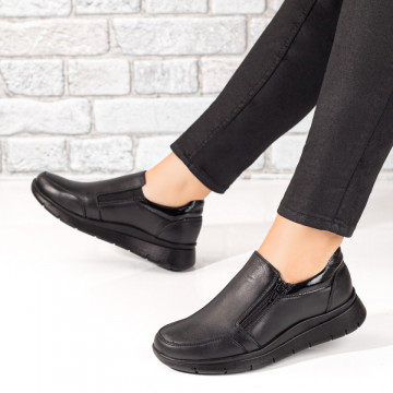 Pantofi casual dama negri cu fermoar din Piele naturala MOD08730, 3, modlet.ro