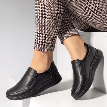 Pantofi casual dama negri cu fermoar din Piele naturala MOD08730, 2, modlet.ro