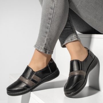 Pantofi casual dama negri cu insertie de material elastic MOD13152, 2, modlet.ro