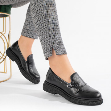 Pantofi casual dama negri din Piele naturala MOD11232, 4, modlet.ro