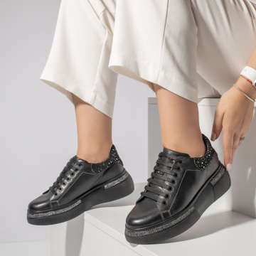 CUPON, Pantofi casual dama negri din Piele naturala PAULA2, modlet.ro