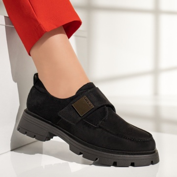 Pantofi casual dama negru suede MOD12958, 4, modlet.ro