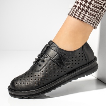 Pantofi casual dama perforati cu scai negri MOD13225, 2, modlet.ro