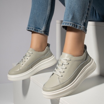 Pantofi casual gri dama din Piele naturala MOD11710, 4, modlet.ro